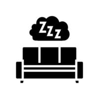 hombre dormido ocio glifo icono vector ilustración