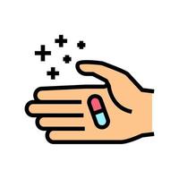 hand holding homeopathy pill color icon vector illustration