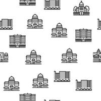 City Construction And Landscape Vector Seamless Pattern