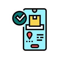 check status phone app color icon vector illustration