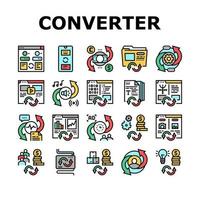 Converter Application Collection Icons Set Vector