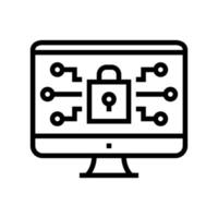 computer security line icon vector illustration