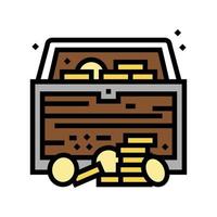 treasure chest found in pirate game color icon vector illustration