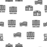 Building Restaurant And Store Vector Seamless Pattern