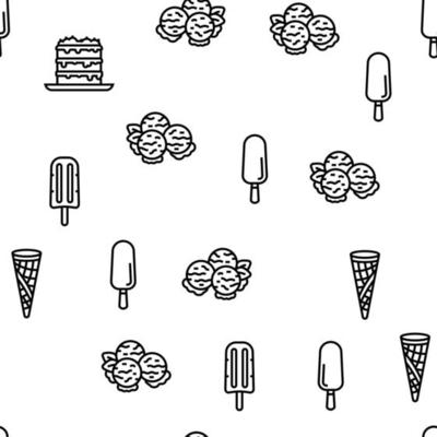 Ice Cream Delicious Dessert Food Vector Seamless Pattern