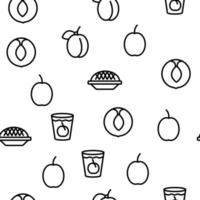 Peach Fruit Vector Seamless Pattern