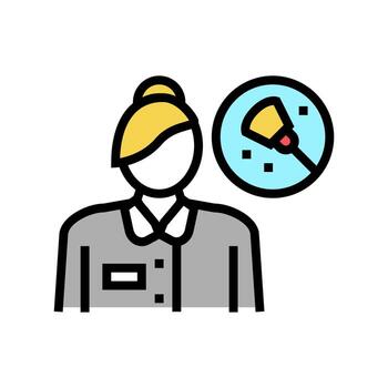 ilustración de vector de icono de color de empleado de servicio de limpieza de mucama
