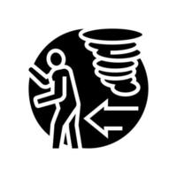 escape from hurricane refugee glyph icon vector illustration