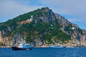 Capri town on Capri island, Campania, Italy. Capri is an island in the Tyrrhenian Sea off the Sorrentine Peninsula, on the south side of the Gulf of Naples in the Campania region of Italy. photo