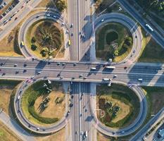 Aerial landscape of busy highway junction road, Transport concept photo