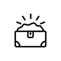 open stuffed chest with gold icon vector outline illustration