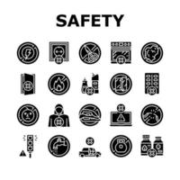 Child Life Safety Collection Icons Set Vector
