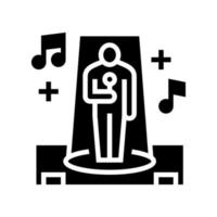 singer performance song on stage glyph icon vector illustration