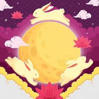 Bunny And Moon Background Template vector