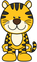 mignon dessin animé animal personnage clipart coloré tigre png