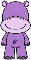 lindo personaje de dibujos animados animal clipart colorido hipopótamo png