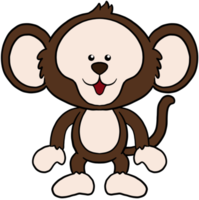 mignon dessin animé animal personnage clipart coloré singe png