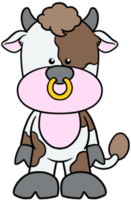linda caricatura animal personaje clipart colorido vaca png