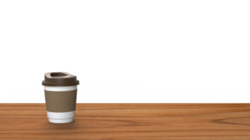 3D-rendering papieren kopje koffie op houten tafel png