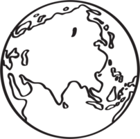 Freehand drawing world map sketch on globe. png