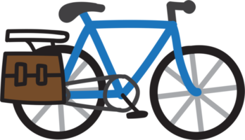 desenho de doodle à mão livre de uma bicicleta. png