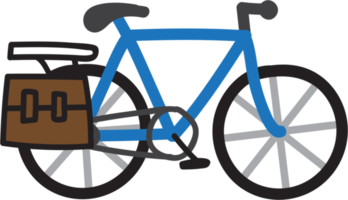 Freehand doodle drawing of a bicycle. png