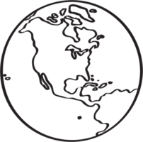 Freehand drawing world map sketch on globe. png