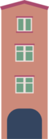 Vue d'élévation de la collection de maisons en rangée classiques colorées. png