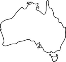 doodle esboço de contorno à mão livre do mapa da austrália. png