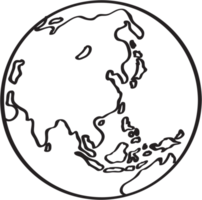 Freehand drawing world map sketch on globe. png