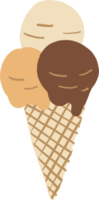 colorido dibujo a mano alzada de un cono de helado. png