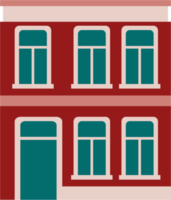 Colorful classic row houses collection front elevation view. png