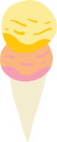 colorido dibujo a mano alzada de un cono de helado. png