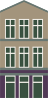 Vue d'élévation de la collection de maisons en rangée classiques colorées. png