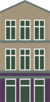 Colorful classic row houses collection front elevation view. png