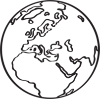 Freehand drawing world map sketch on globe. png