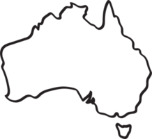 doodle esboço de contorno à mão livre do mapa da austrália. png
