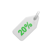 3D Tag discount. Rendered object illustration png