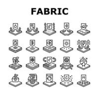 Fabrics Properties Collection Icons Set Vector