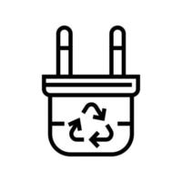 icono de línea de enchufe eléctrico de reciclaje ilustración vectorial vector