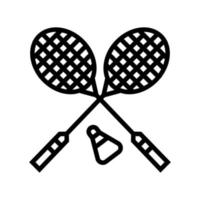 Ilustración de vector de icono de línea de juego de deporte de bádminton