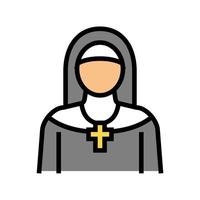 nun christianity color icon vector illustration