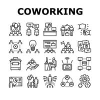 conjunto de iconos de colección de servicios de coworking vector