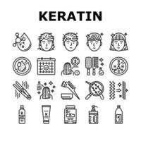 Keratin Hair Procedure Collection Icons Set Vector