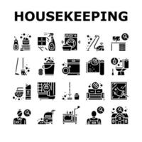 Housekeeping Cleaning Collection Icons Set Vector