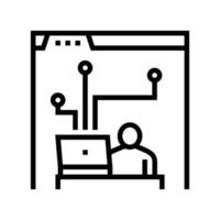 developer working and codding program line icon vector illustration