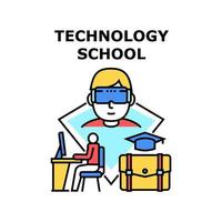 ilustración de vector de icono de escuela de tecnología