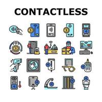 Contactless System Technology Icons Set Vector