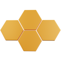 Representación 3d cuatro hexágonos aislados png