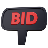 3d rendering black board bid isolated png